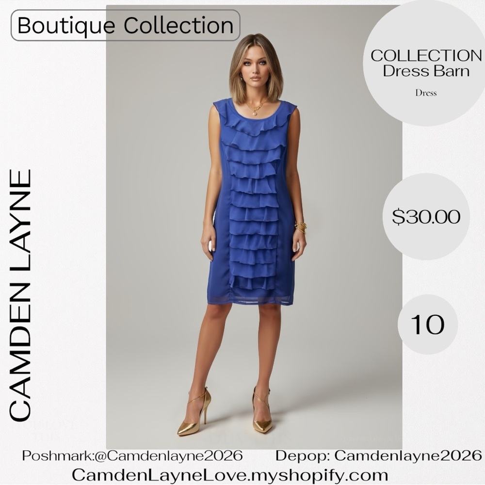 Dress Barn Royal Blue Ruffle Midi Dress